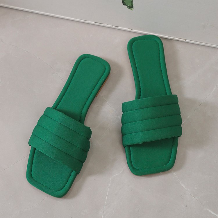 Women's Ladies Slides Indoor Leather Fabric Waterproof Non-Slip Flip Flops_voghion.com