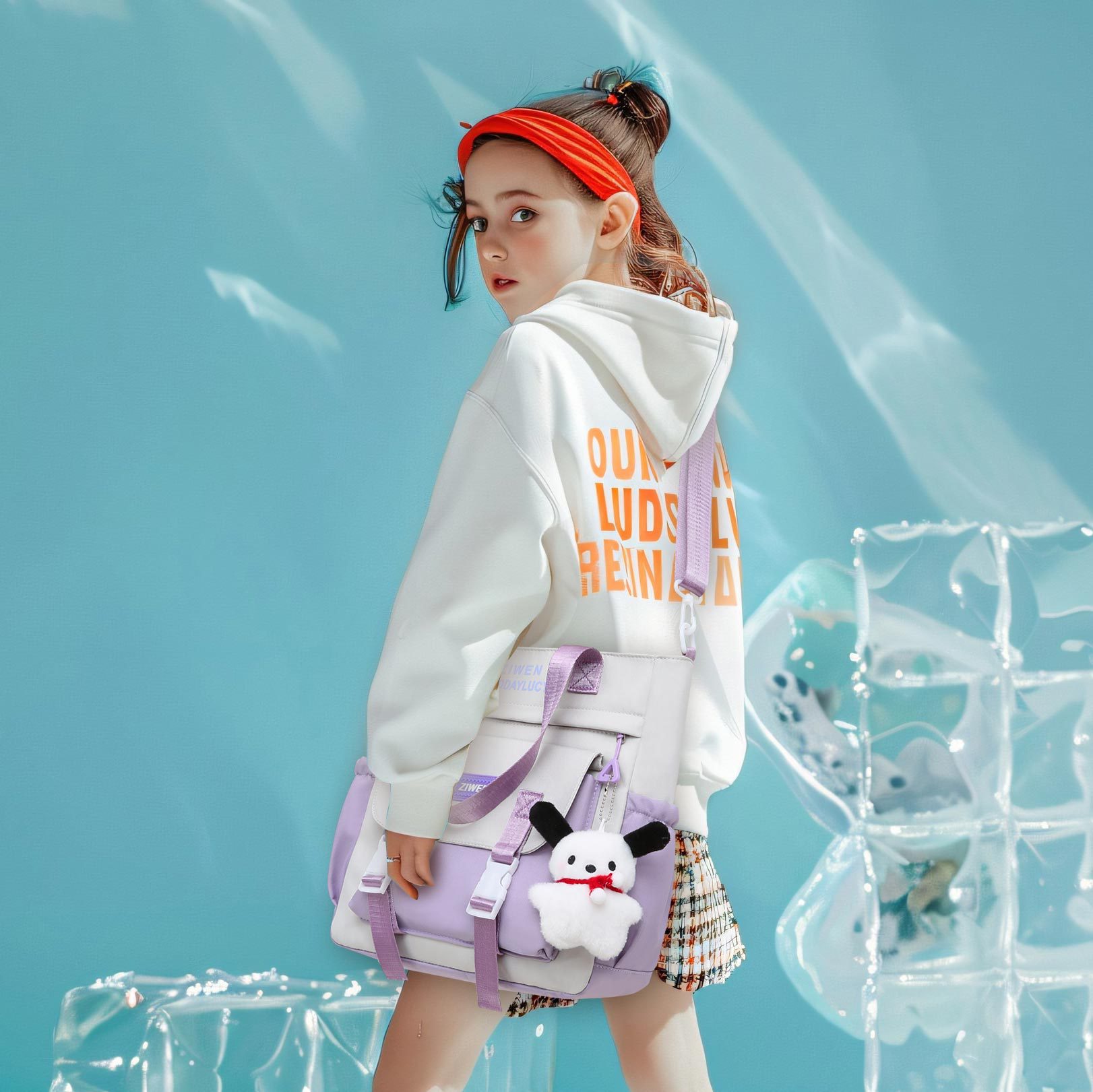2024 초등학생을위한 새로운 SCHOOLBAG SCHOOLBAG 여성 높은 색상 가치 중학생 남녀 크로스 바디 휴대용 대용량