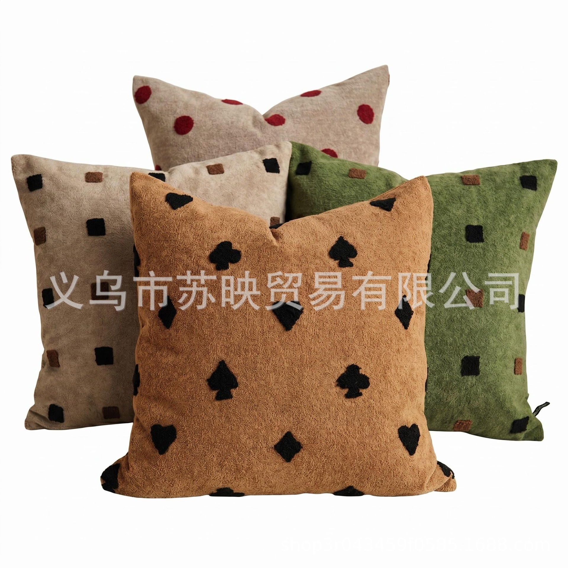 Moderno estilo medieval sala de estar sofá almohada verde amarillo marrón bordado almohada combinación de almohada suave almohada cintura funda