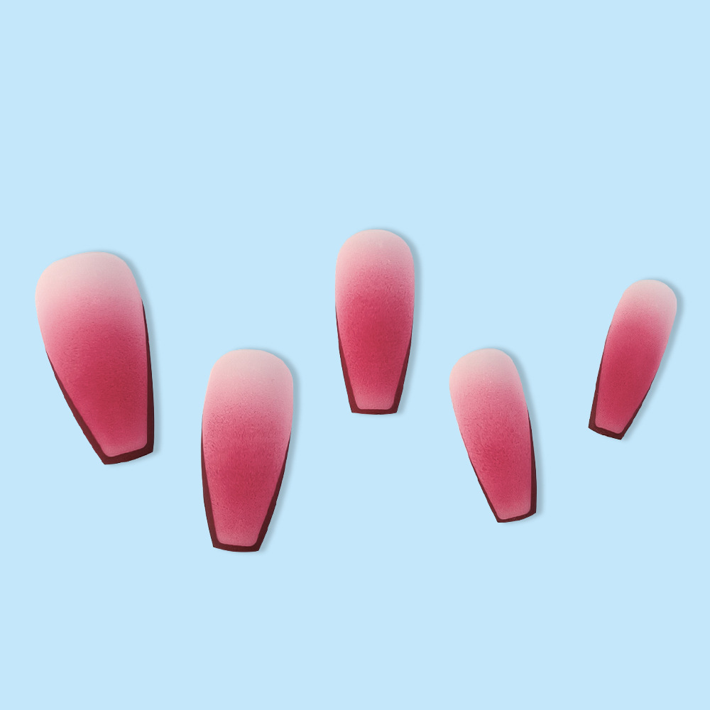 Comercio exterior gradiente francés esmerilado desgaste de uñas temperamento rosa 24 piezas de uñas falsas europeas al por mayor