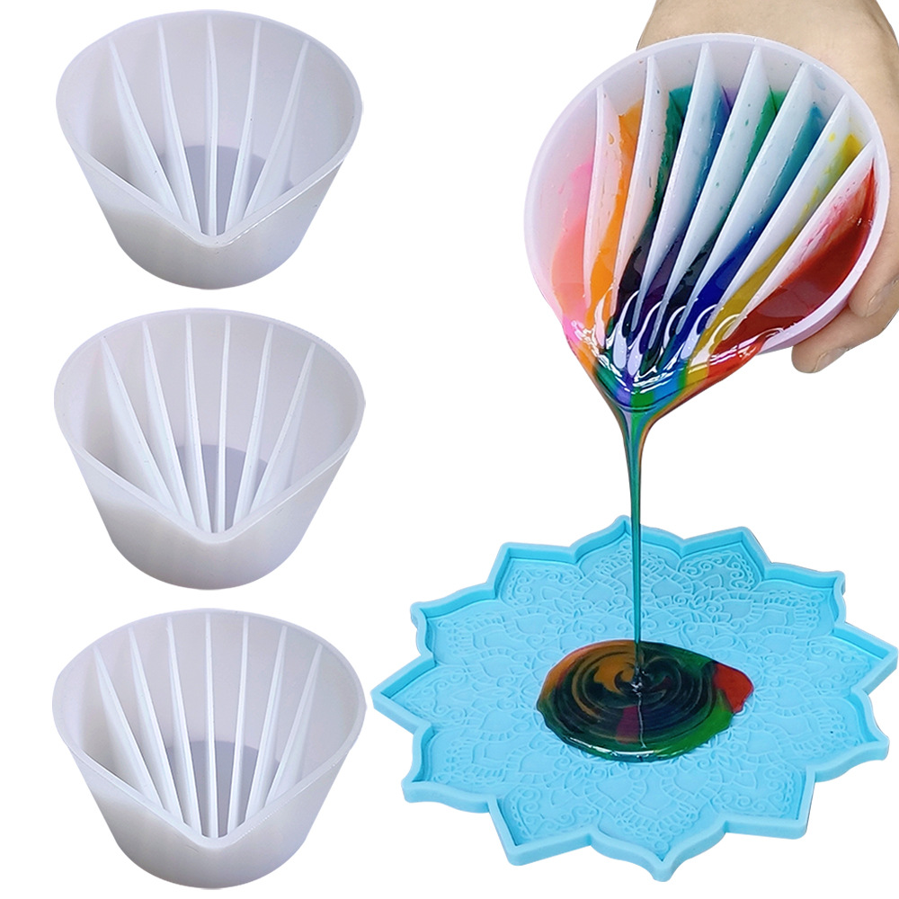 678-hoyos de goma de silicona taza de mezcla de silicona de color mezclado taza de goma de color DIY mezcla multifuncional taza de silicona