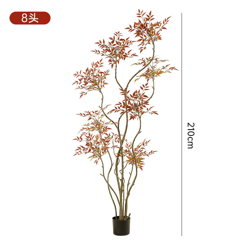 Simulación de estilo nórdico, bambú Nantian, gran planta verde de piso a techo, sensación de alto nivel, sala de estar, decoración del hogar, planta de árbol falso en maceta