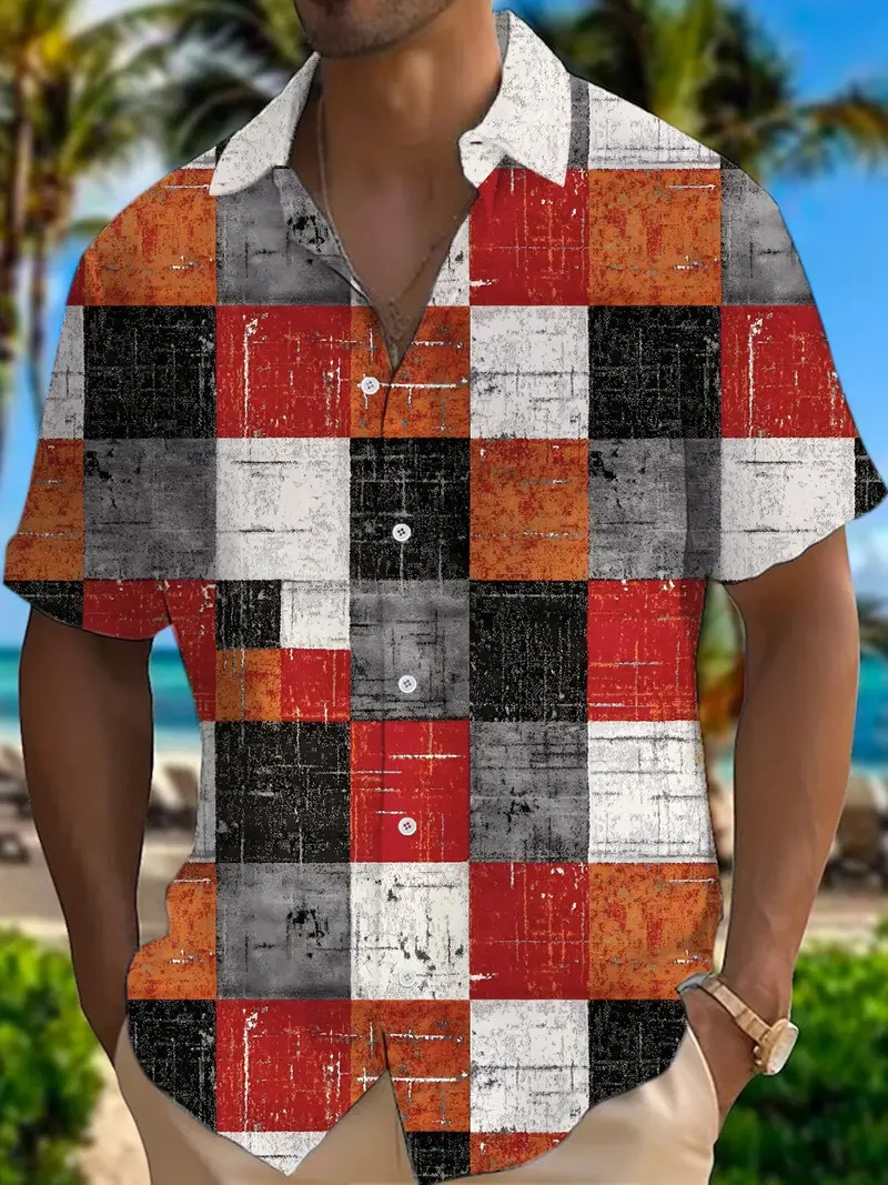 2024 verano nuevo estilo personalidad moda casual todo fósforo fresco y guapo letras camisa de manga corta a rayas MB1