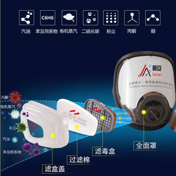 【新款】舒适安全F6800H防毒面罩高质量化工农药消防用防毒面具