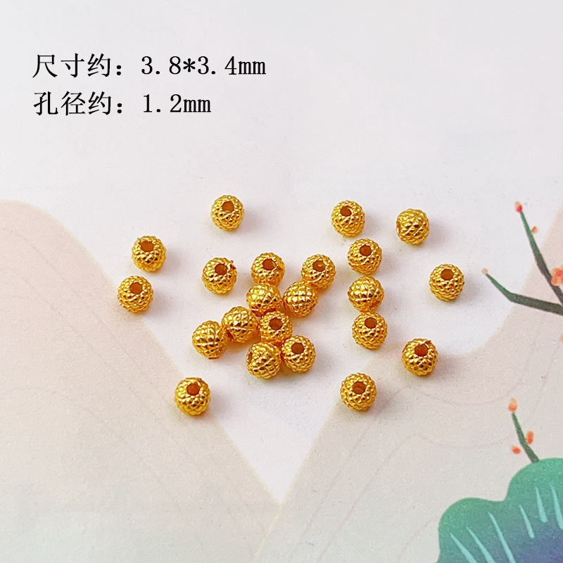 Ancient S925 Silver Gold-Plated Spacer Bead Bracelet Necklace Handmade DIY Beaded Jewelry Accessories Wenwan Accessories
