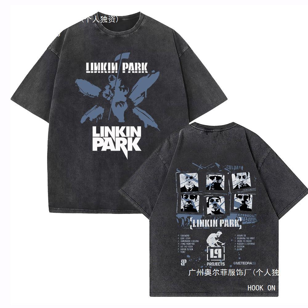 Linkin-Park Camisas Vintage Harajuku O-Neck Manga Curta Cott