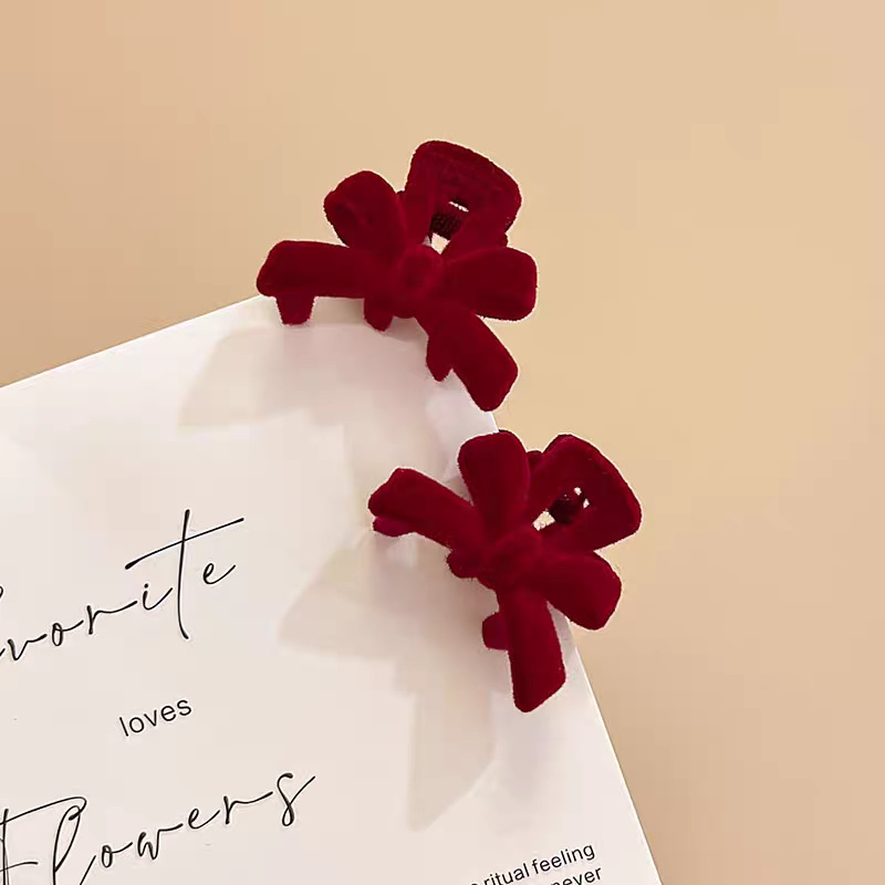 10#Bow red flocking 3cm (one pair)