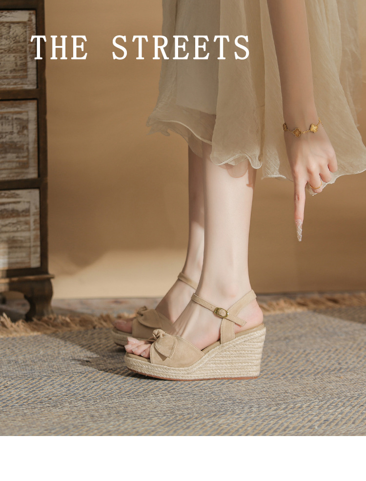 Sandal cao gót nữ hở mũi đế xuồng đan thừng gót 9 cm — Xanh lá cây nhạtcolor chi tiết 1