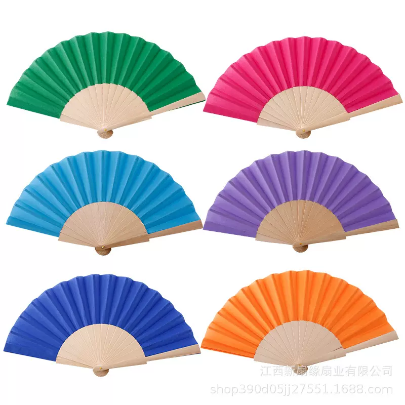 厂家直供23厘米西班牙扇子木质折叠印刷图案精品荷木跨境优选