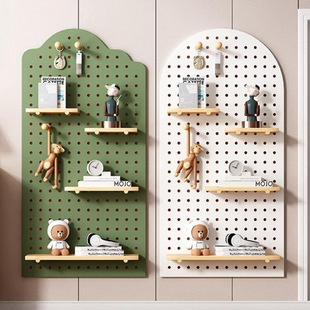 Perforated Board Entrance Wall Storage Rack Wall Solid Wood Hanging Board Entry Partition Storage Rack Wall Display Rack Wholesale