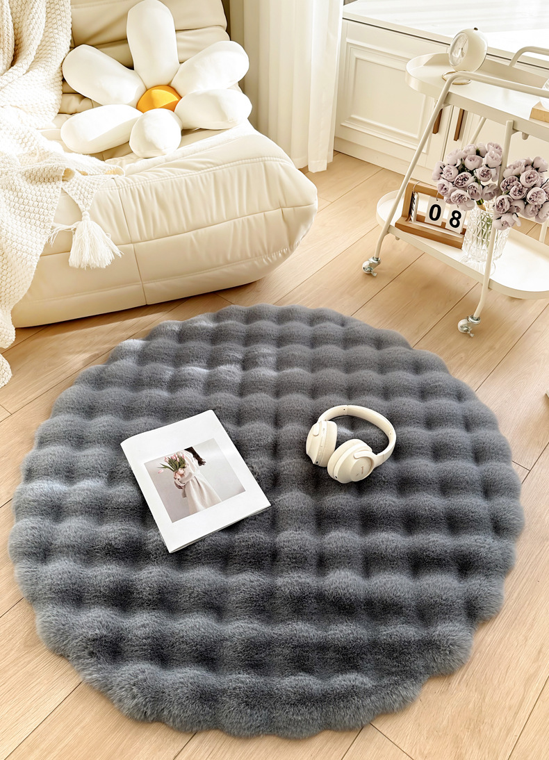 Cream Style Rabbit Plush Round Carpet Lazy Single Sofa Round Floor Mat Living Room Coffee Table Dressing Table Bedside Carpet