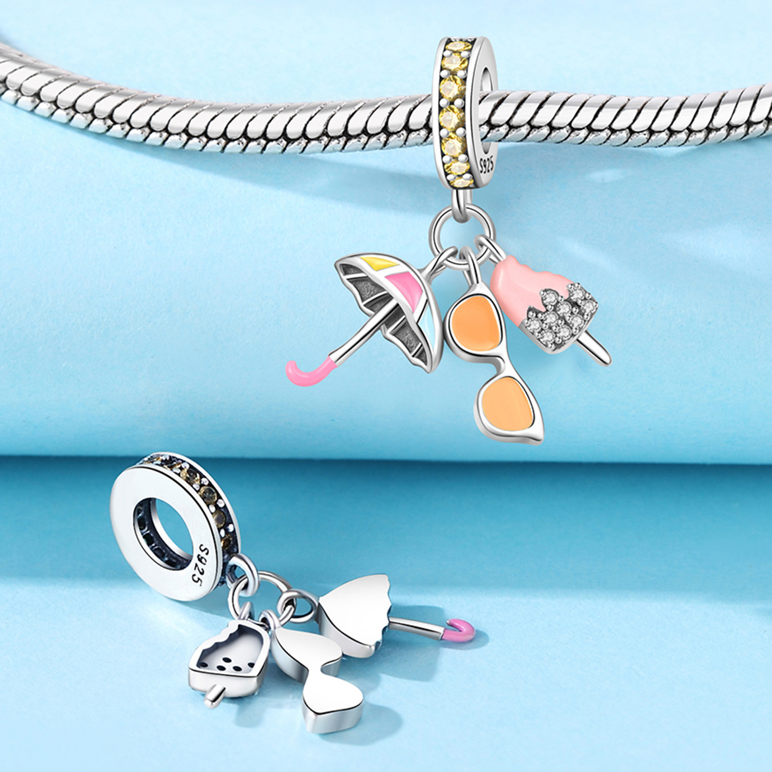 1 Piece 925 Sterling Silver Heart Shape Basketball Anchor Pendant display picture 11