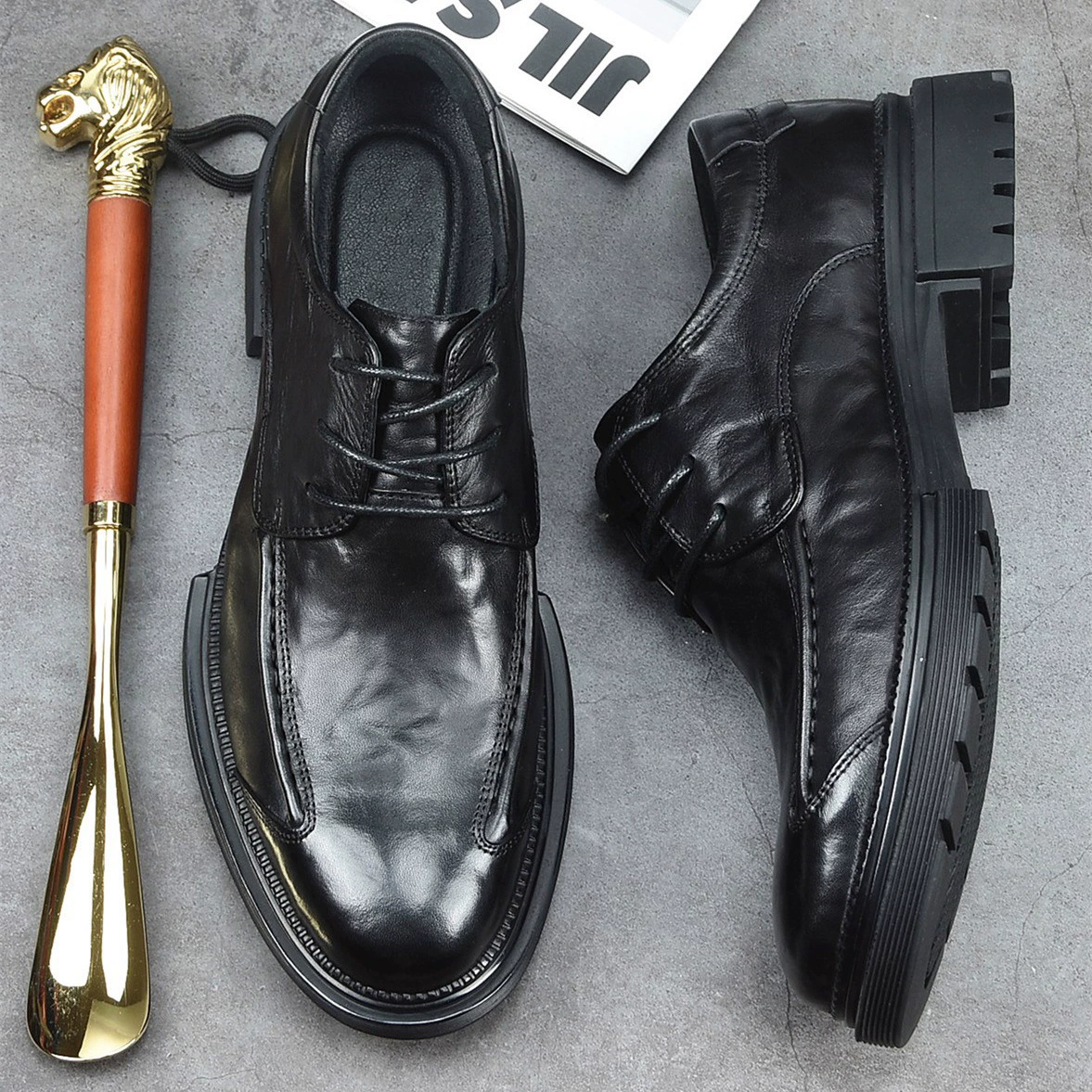 Мужские повседневные кожаные туфли для внешней торговли, осенние деловые классические мужские туфли, британские кожаные туфли на шнуровке из воловьей кожи, туфли с мягкой подошвой из мягкой кожи