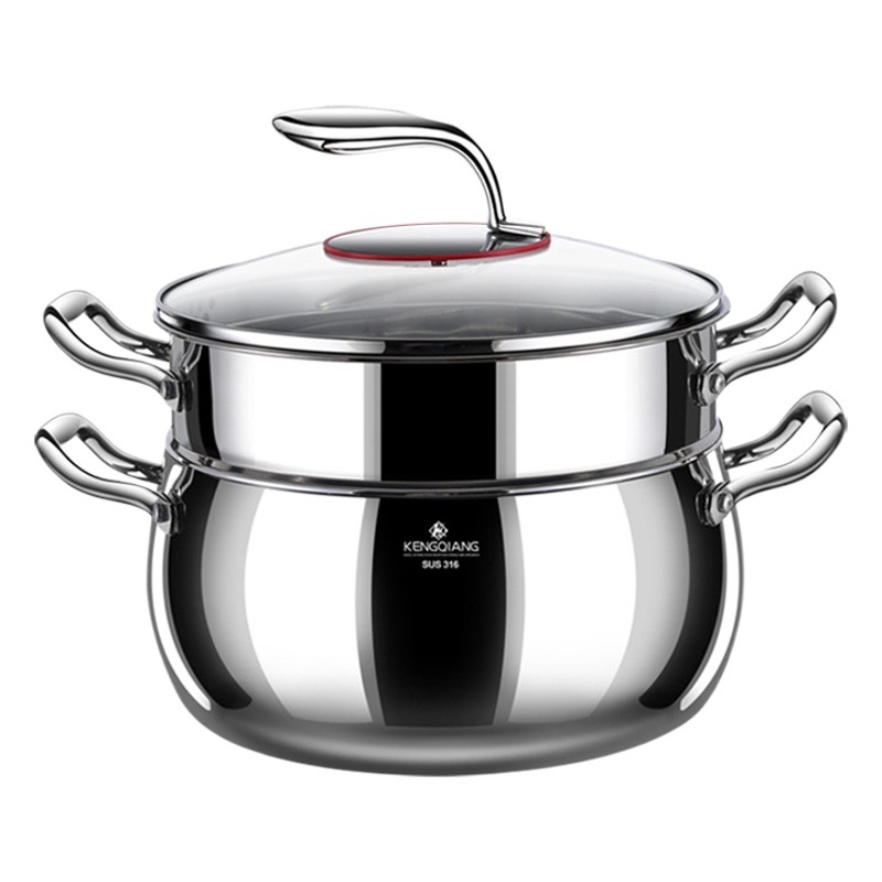 Olla de sopa 316 olla de sopa doméstica de acero inoxidable de grado alimenticio olla de cocción gruesa olla de cocción de una pieza olla de cocción de doble oreja