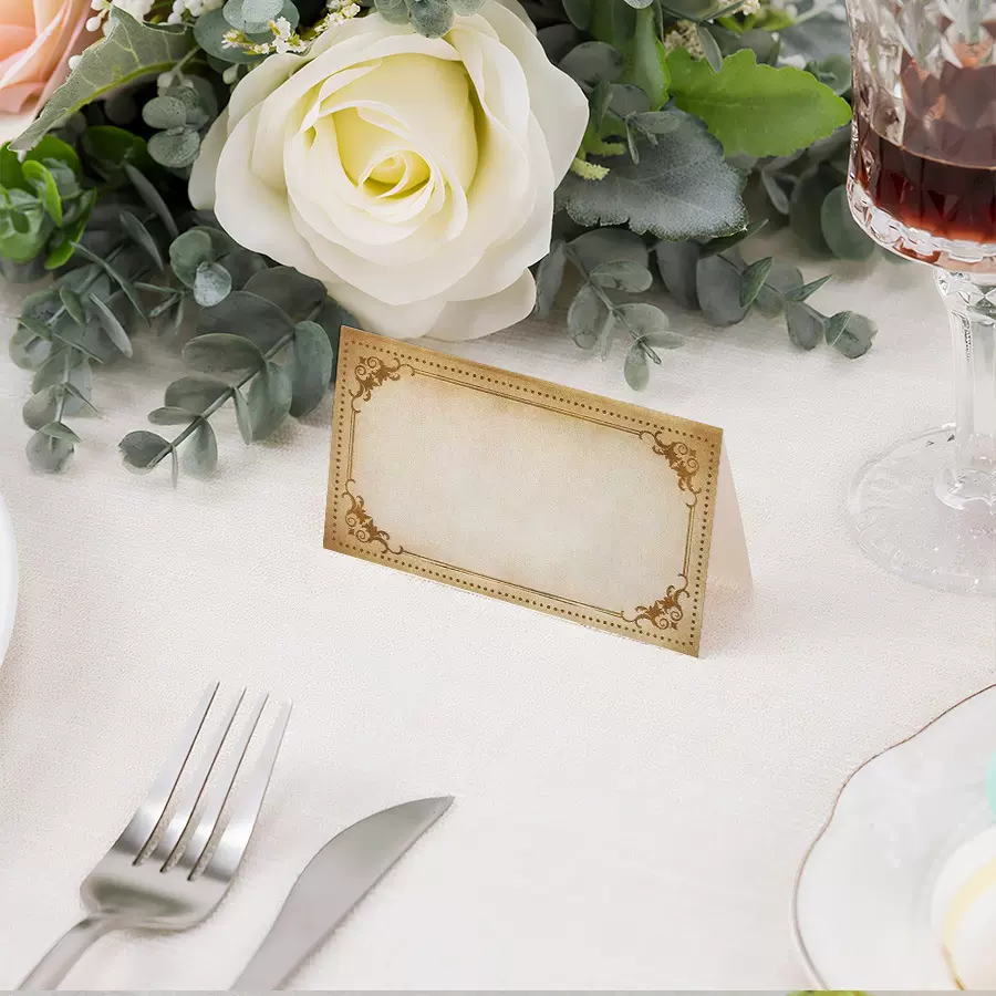 巴洛克花纹方框桌卡一件起批工厂现货复古婚礼手写可填加厚纸质