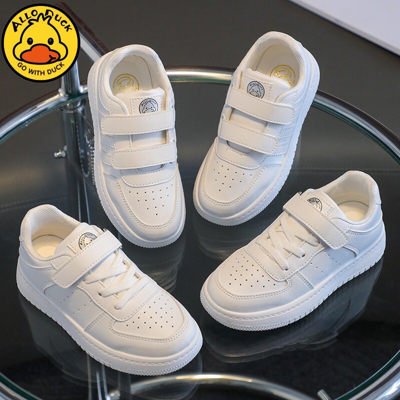 Little Yellow Duck Children's White Shoes School Baby Shoes Boys White Sports Shoes Kindergarten Girls' Board Shoes Breathable Shoes