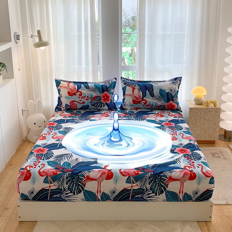 Factory Direct Sales Cross-Border Amazon Printed Brushed Waterproof Fitted Sheets, Bed Sheets, Bed Covers, Mattress Covers, Pillowcases, Bedding
