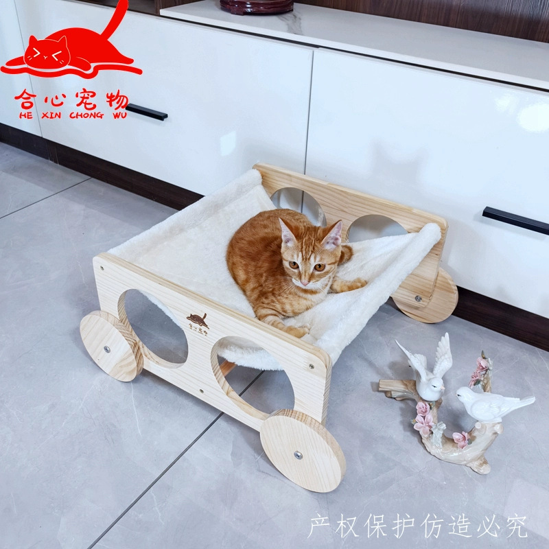 모든 단단한 소나무 보드 모델 대형 해먹 고양이 둥지 분리 및 세척 가능 사계절 겨울 따뜻한 벨벳 고양이 클라이밍 프레임 장난감