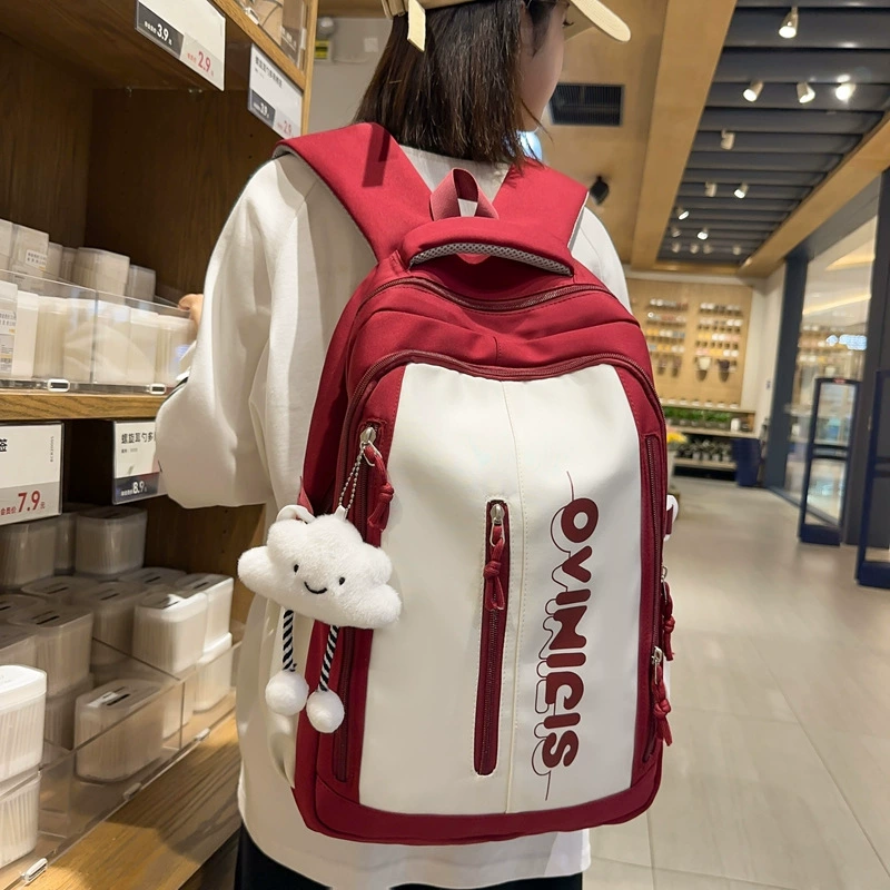 Genuine backpack, capacious shoulder bag, Korean style, for secondary school