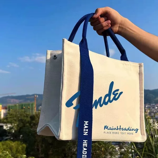 Canvas Tote Bag with Custom Logo, Ribbon, Three-Dimensional Design, High Aesthetic Appeal, Crossbody Bag, Large Capacity, Thickened Handbag