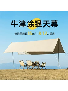 Portable Camping Tarp with Silver Coating for Rain and Sun Protection, Thickened for Camping and Picnics, Wholesale Full Blackout