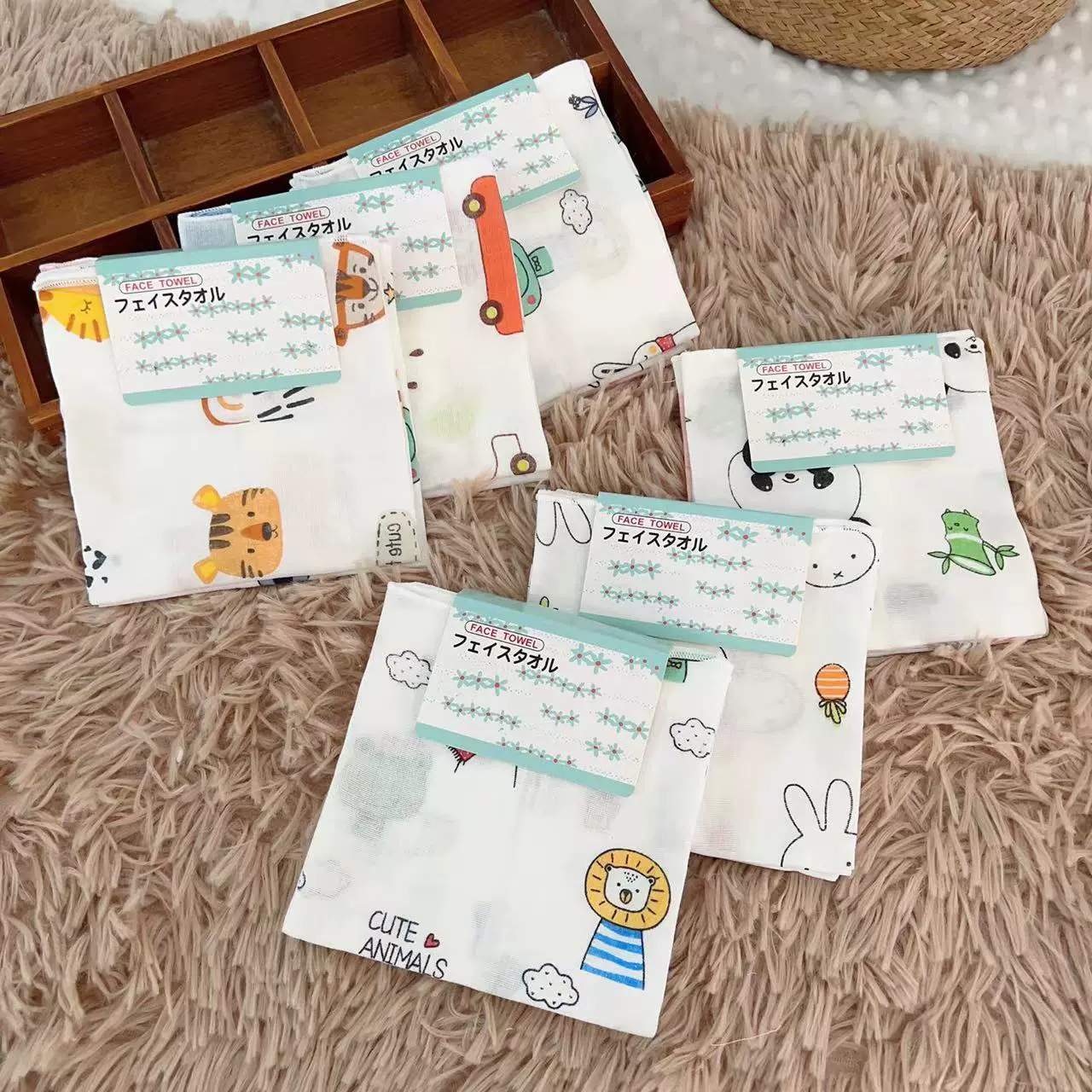 纯棉纱布小方巾【四条装】30*30婴幼儿双层手帕口水巾喂奶巾毛巾