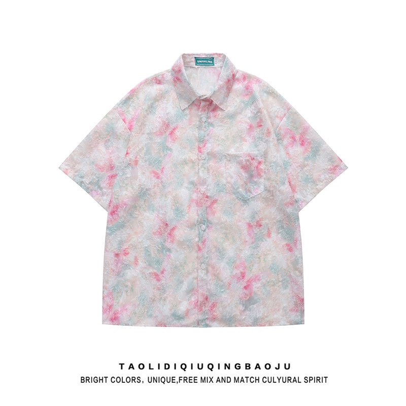This year's popular beautiful shirt 2024 new boys and girls summer fried street loose Joker niche unique shirt