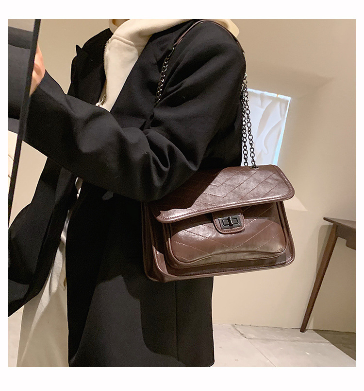 Chain Bag Female Crossbody Rhombus Trendy Bags Female 2021 New Autumn And Winter Twist Lock Shoulder Bag Retro Hobo Bag display picture 7