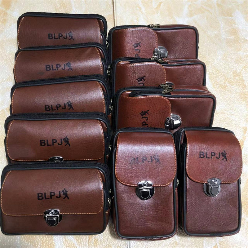 Factory wholesale large mobile phone waist bag PU men's belt mobile phone bag 6.5-inch construction site work waist hanging bag