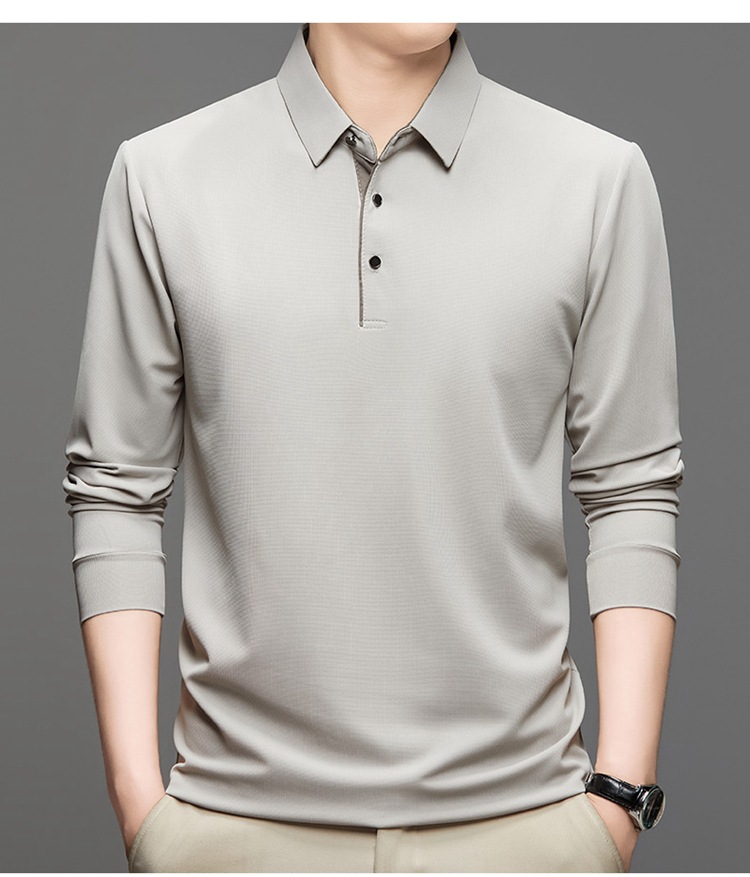 Langarm-Poloshirt für Herren, 2024 Frühling und Herbst Business-T-Shirt mit lockerem Kragen für Herren_voghion.com