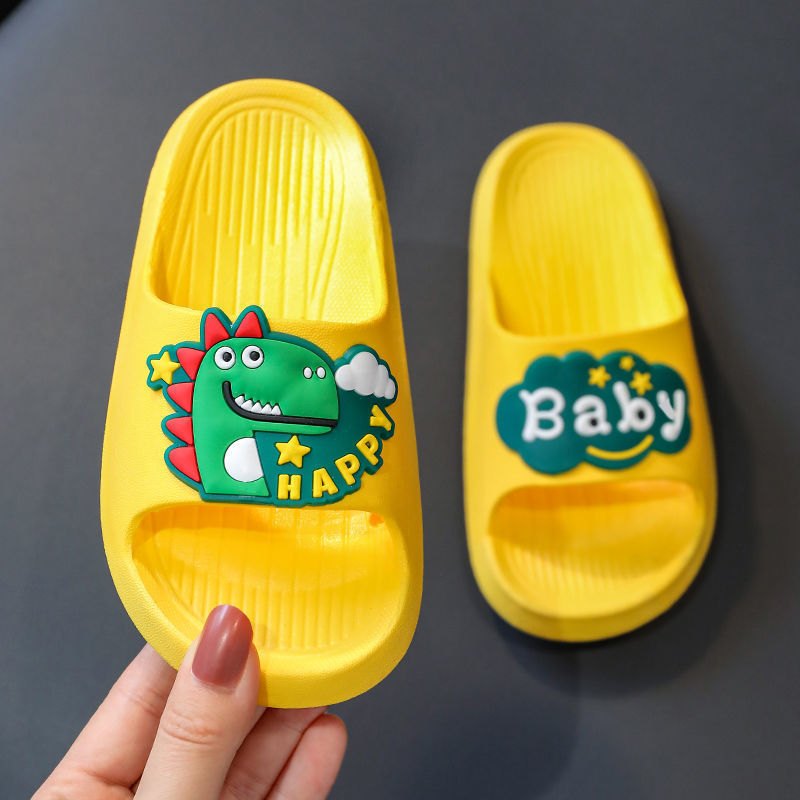 Children's Slippers Summer Boys' Cartoon Dinosaur Home Open Toe Slides Girls' Baby Non-Slip Parent-Child Sandals