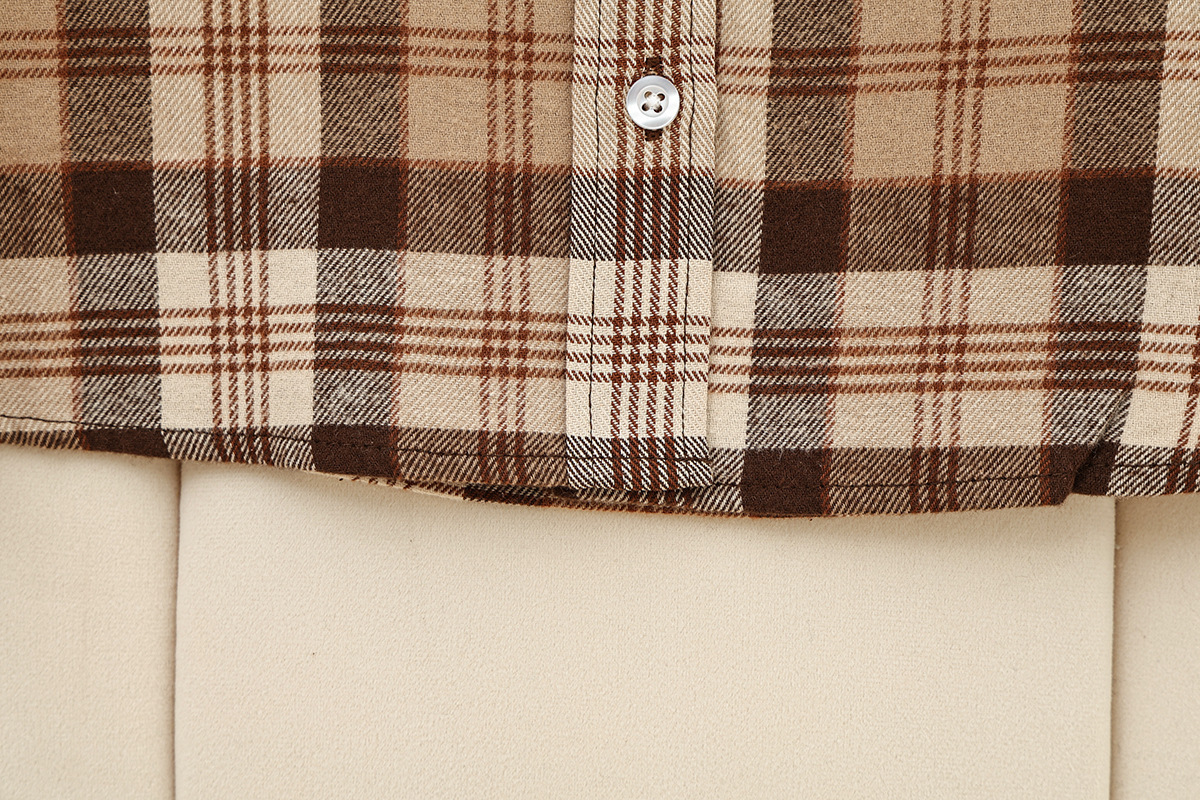 Zhao Lusi's Same Style 2025 Autumn And Winter New Women's College-style Plaid Turn-down Collar Long-sleeve Shirt_ecoleips.com
