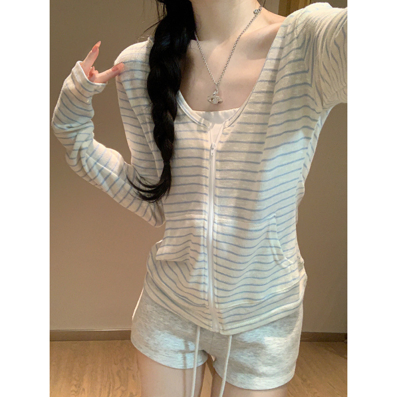 Original Snowflake Stripesd Zipper Long-Sleeved Hooded Cardigan Jacket for Women 2025 Autum Slim V-Neck Outer T-Shirt Top Original Snowflake Stripesd Zipper Long-Sleeved Hooded Cardigan Jacket for Women 2025 Autum Slim V-Neck Outer T-Shirt Top