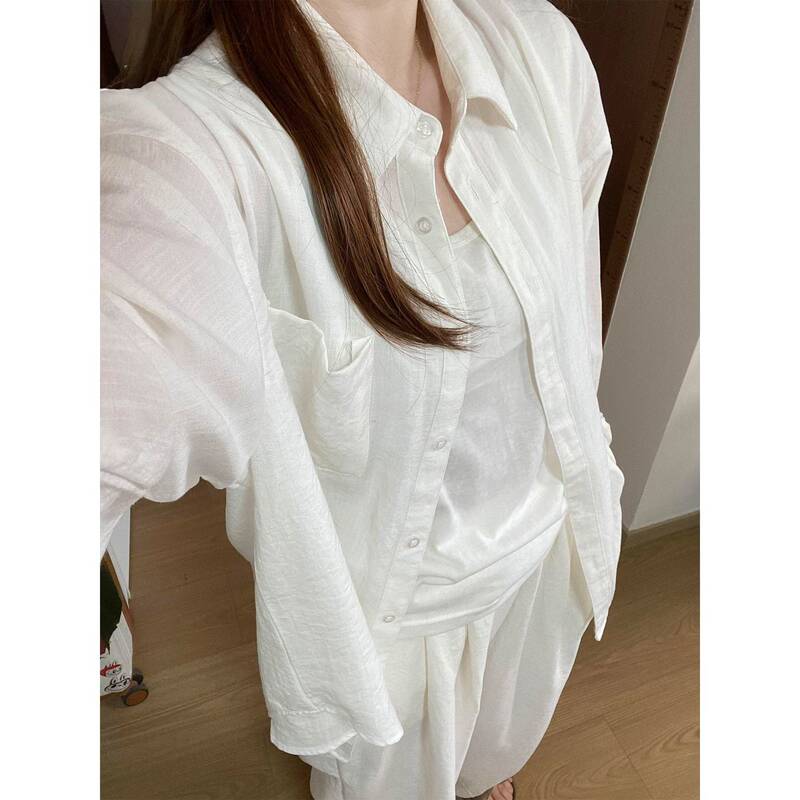 Spring and Summer Casual Lazy Thin Linen Shirt for Women, Long-Sleeved Top, Stylish Plus-Size Sun-Protective Cover-Up for Plus-Size Women