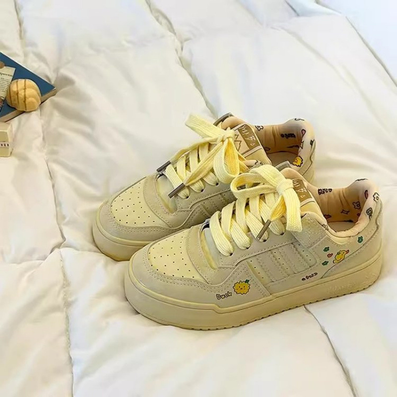 Autumn New Cartoon Niche Pink Cute White Shoes Factory Versatile Thick-Soled Student Breathable Chic Sports Sneakers Autumn New Cartoon Niche Pink Cute White Shoes Factory Versatile Thick-Soled Student Breathable Chic Sports Sneakers
