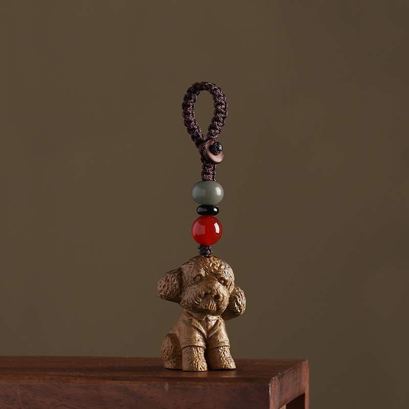 녹색 백단향 테디 개 열쇠고리