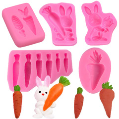 大小蘿蔔翻糖硅膠模具 復活節兔子巧克力蛋糕裝飾模具 DIY烘焙模