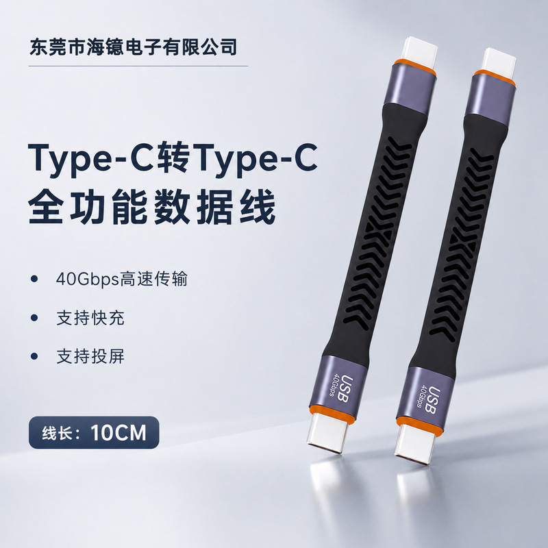 Type-C Thunderbolt 4 data cable C-C cable PD fast charging 40Gbps full-function 8K high-speed transmission flexible flat cable manufacturer