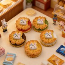 卡通兔子夹心饼干面包店拍摄道具迷你食玩DIY饰品配件钥匙扣发夹