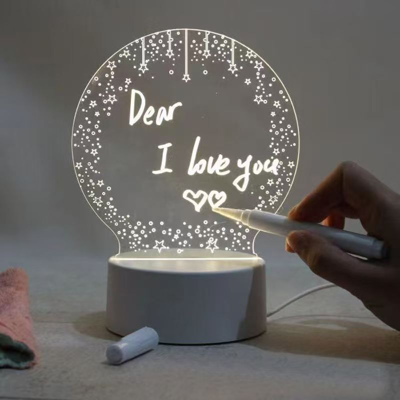 Cross-border 3D night light, acrylic erasable message board, creative handwriting pen, DIY luminous base, birthday gift Cross-border 3D night light, acrylic erasable message board, creative handwriting pen, DIY luminous base, birthday gift