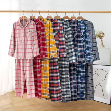 秋冬新款全棉磨毛双股绒情侣睡衣套装家居服套装批发 一件代发