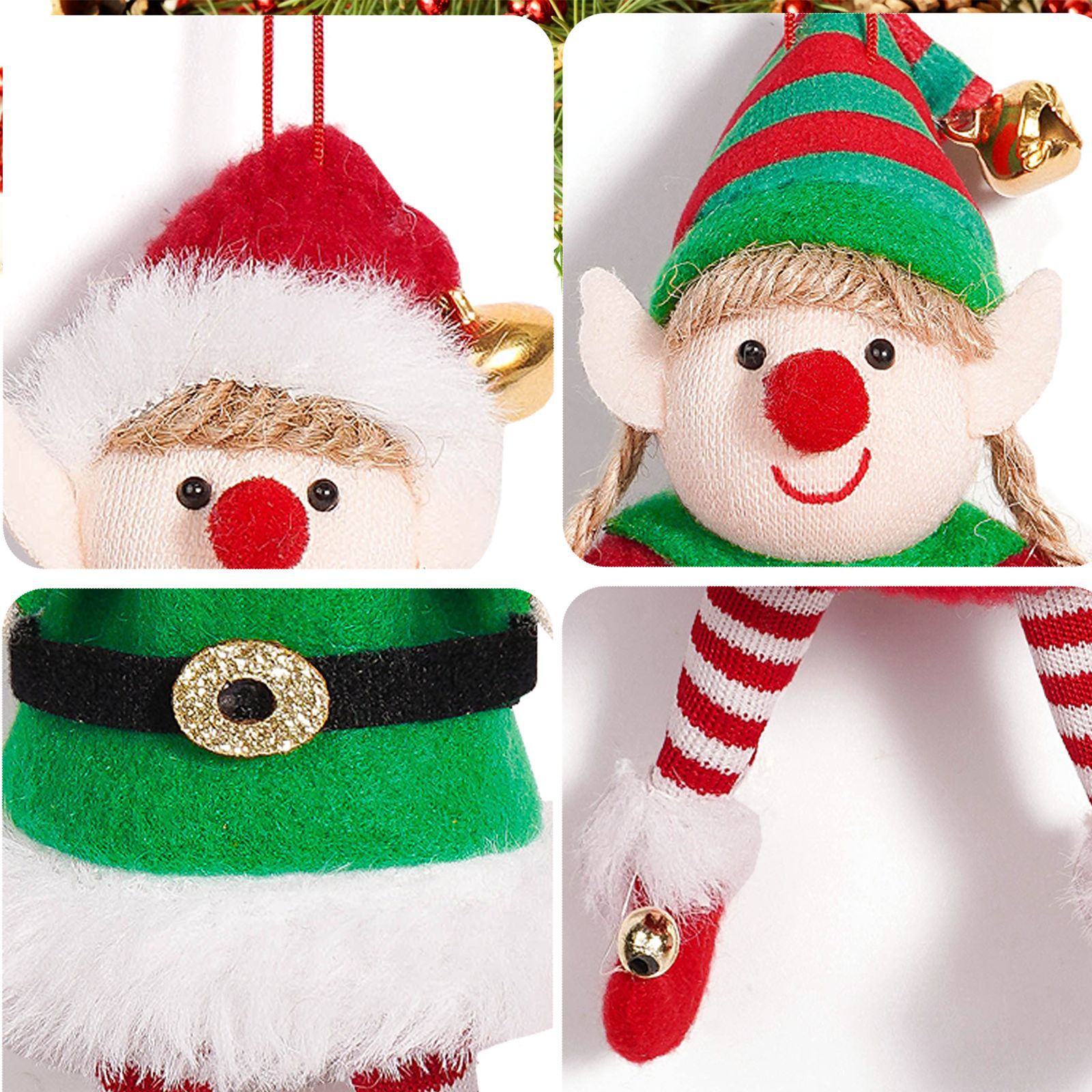Decoraciones de Navidad transfronterizas en encantadores elfos parejas muñecas colgantes de árbol de Navidad escenas de accesorios de vestir