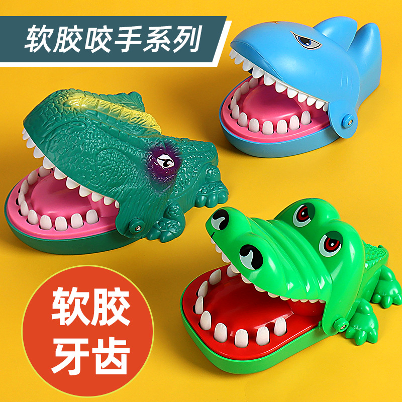 Gran sonido y la luz morder cocodrilo tiburón ratón dinosaurio dientes de los niños morder completo suave truco ventilación Juguetes