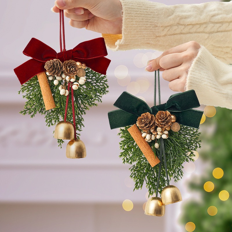Cross-Border Popular Items: Wreath Hangings, Bell Ornaments, Door Hangings, Festive Decorations, Atmosphere Setup, Christmas Decorations Wholesale