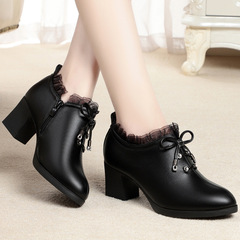 Mom's Soft Sole Women's Casual Soft Leather Deep Mouth Single Shoes for Middle-Aged Women, Large Size 41-42, Fashionable Mid-Life Leather Shoes