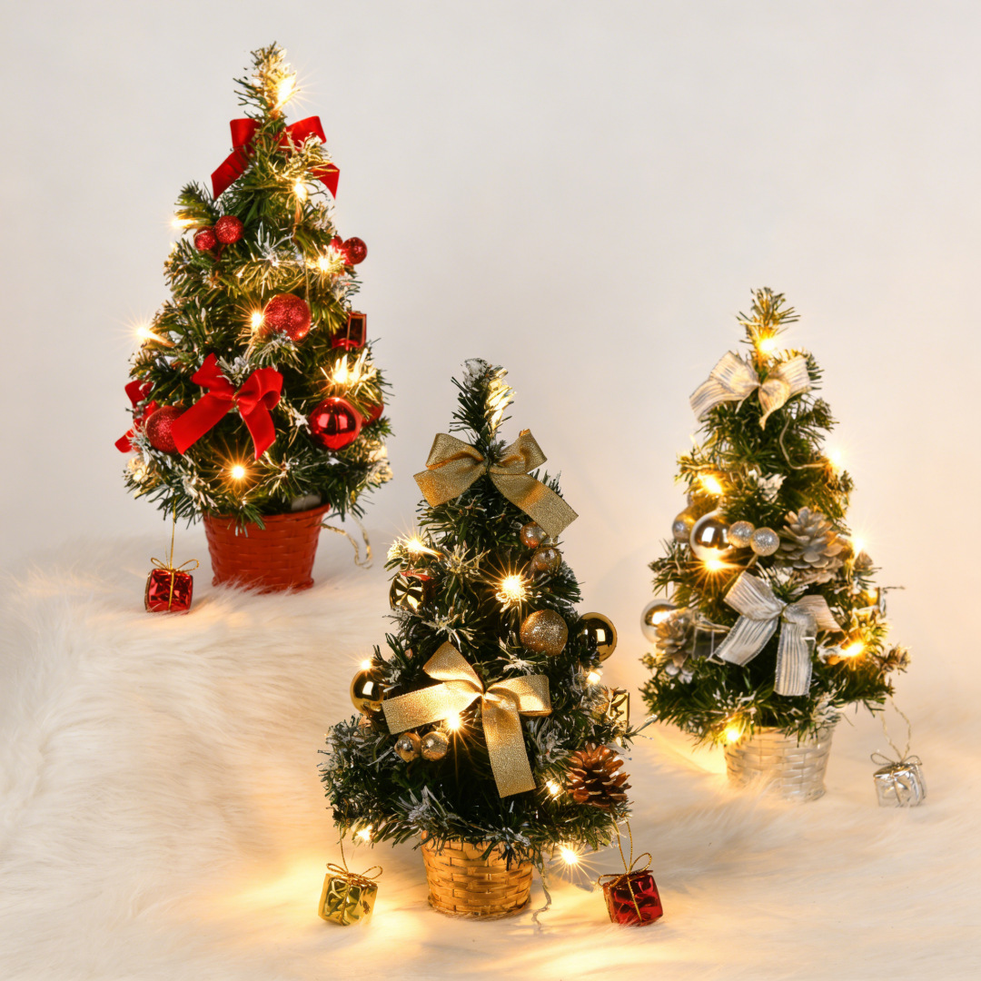 40CM Decoración de mesa lámpara de árbol de Navidad Lámpara decorativa de pino mini árbol decoración de vacaciones regalo de Año Nuevo
