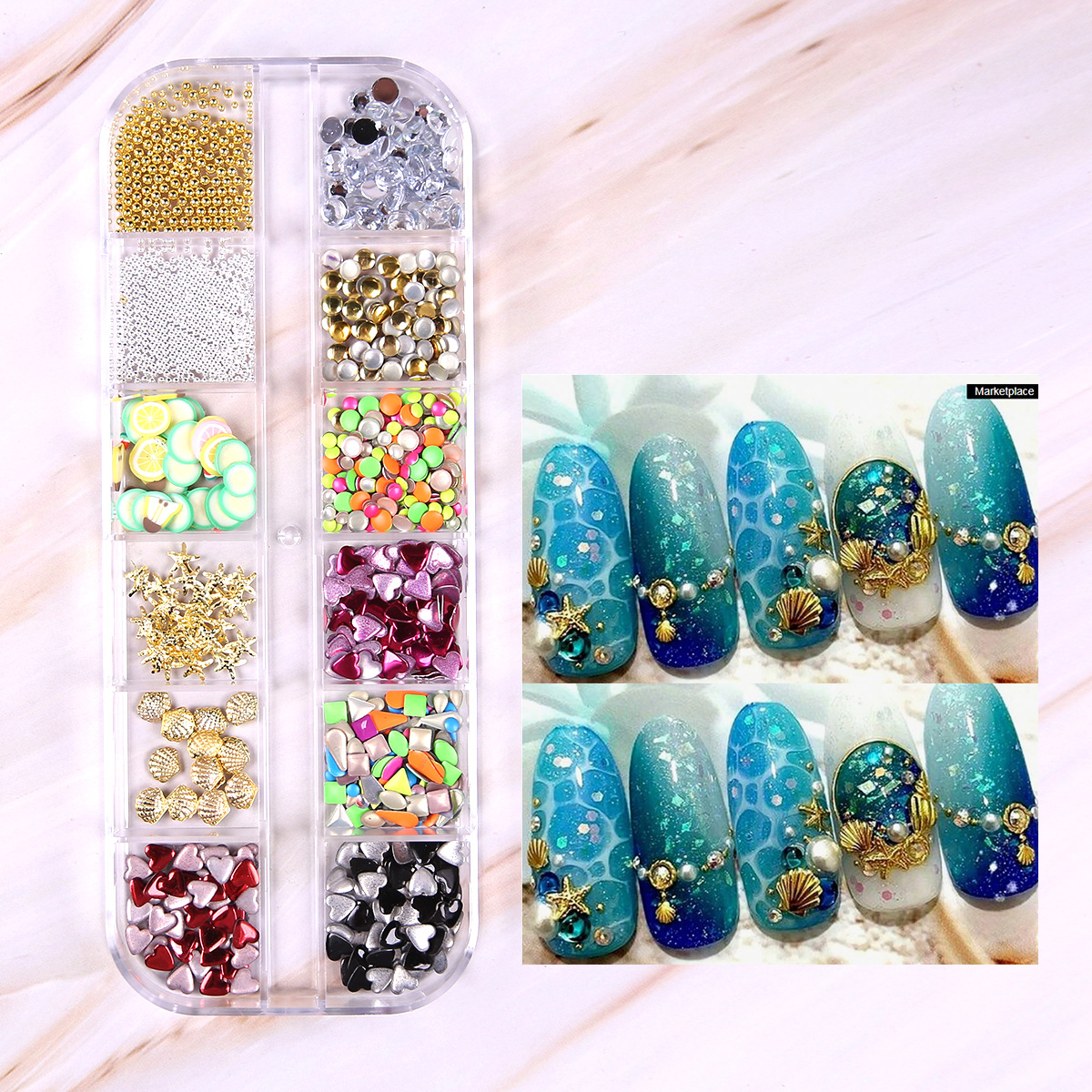 Joyas de uñas calientes transfronterizas ins12 rejilla amor estrella resina vidrio de forma especial diamante etiqueta de uñas diamante nail