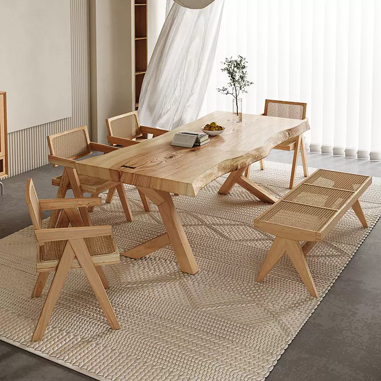 侘寂风原木整板民宿家用白蜡木办公桌书桌家用实木艺术泡茶桌餐桌