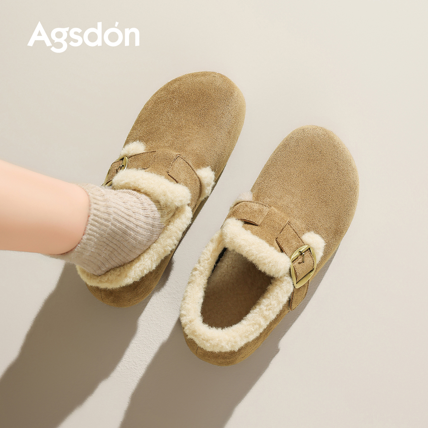 Augu Lion Deng Xiaoping Boccan zapatos para mujeres 2025 nuevo invierno todo incluido zapatos de algodón grueso con un pedazo de zapatos de nieve