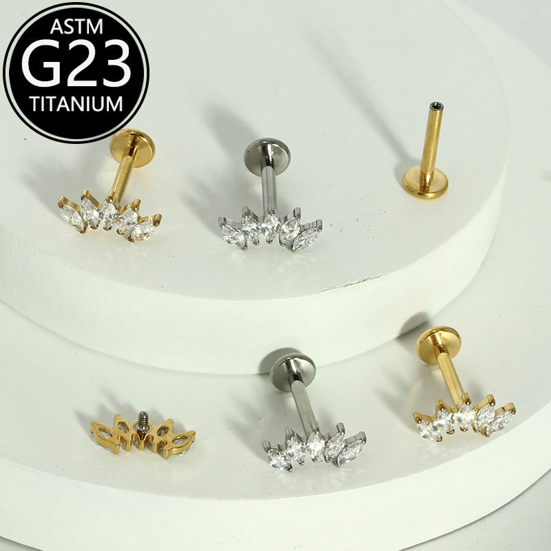 Pointed titanium steel lip stud product view
